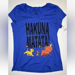 Vtg Disney V-Neck Lion King Hakuna Matata Simba Timon Pumba Shirt NWT Size XL